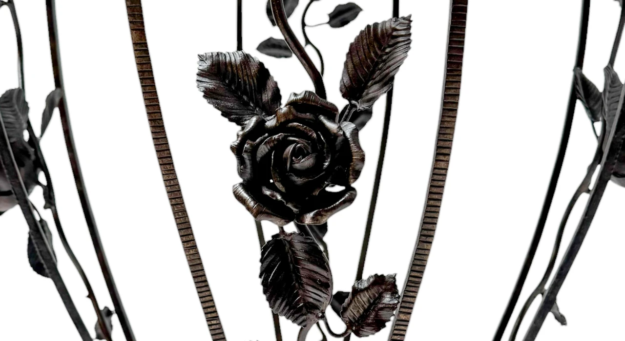 French Art Deco Wrough Iron XL Pedestal with Multi-Colored Marble Top, 1930s